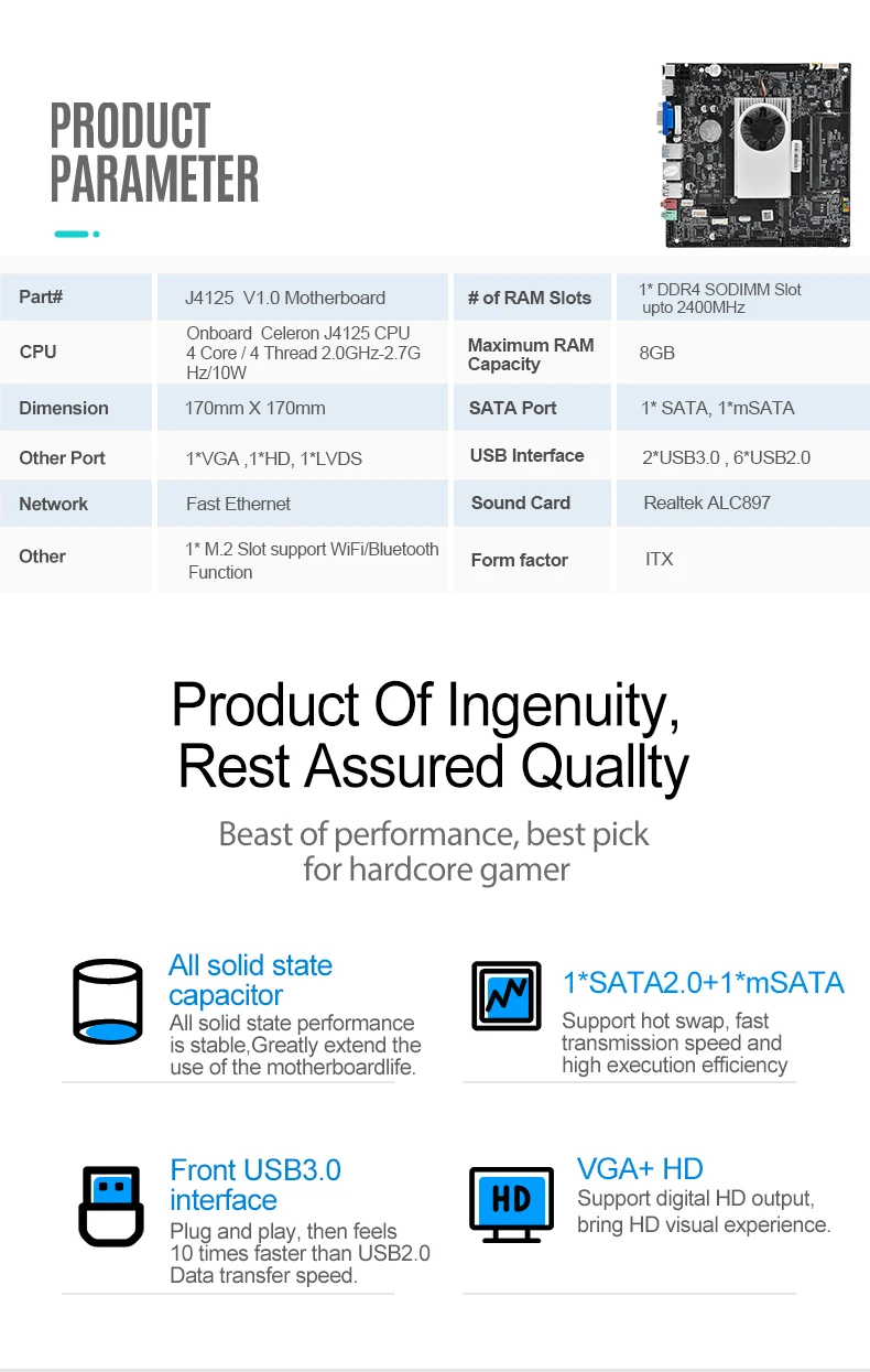 Jingsha New Mainboard Itx J4125 Fast Delivery All In One Ddr4 ...