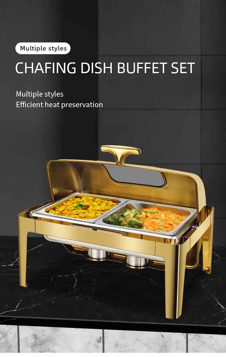 Modern Stainless Food Warmer Buffet Serving Equipment Catering 6l Gold