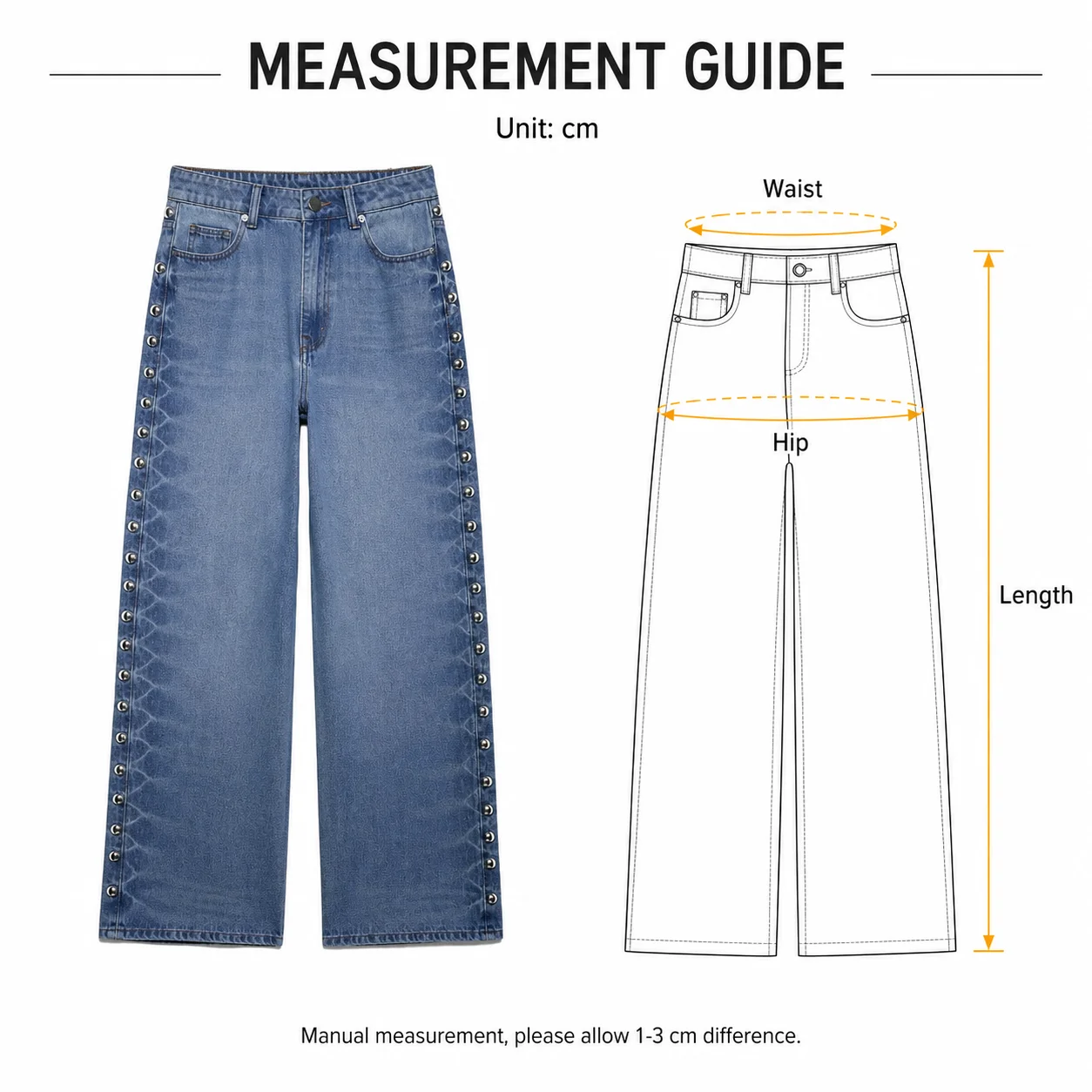 Women's High Waist Summer Vintage Street Loose Casual Long Pants Rivet Jeans