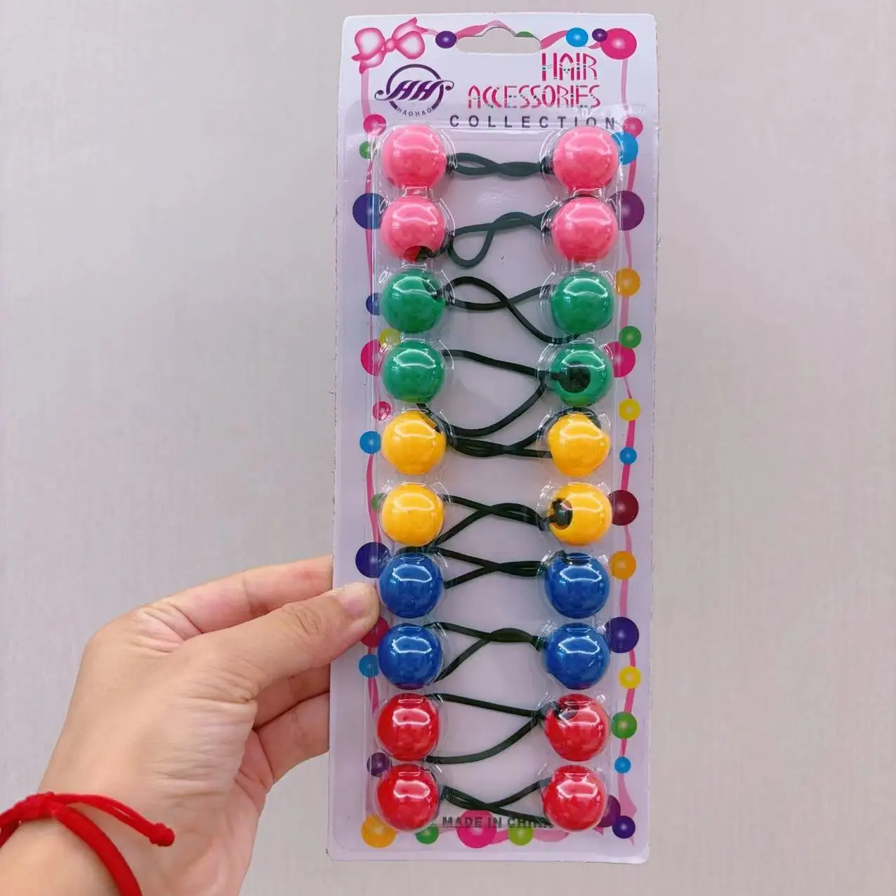 MYLULU Mixed Color Small Knocker Ball Hair Ties Band Elastic Hair Rubber Bands Ponytail Holder