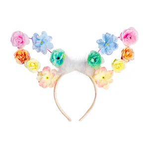 Dream Party Bulk Girls Polyester Floral Deer Antler Ears with Soft Feather Detail Customizable Halloween Party Favors