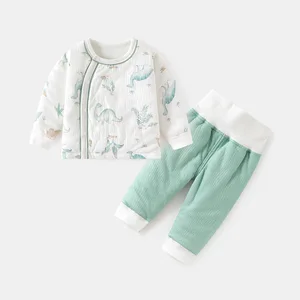 Baby Clothing Sets Two-Piece Quilted Cotton Jacket Pants Casual Cartoon Thickened Toddler Girls Clothing Sets