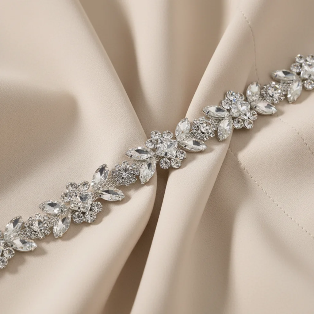 Elegant White Tassel Chain New Design Rhinestone Metal Fabric Glass Alloy 10mm Eco-Friendly Modern Garments Accessories