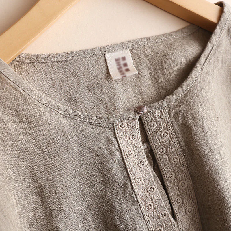 Yunnes Embroidery Ladies Shirts And Blouse Long Sleeve Linen Women's ...