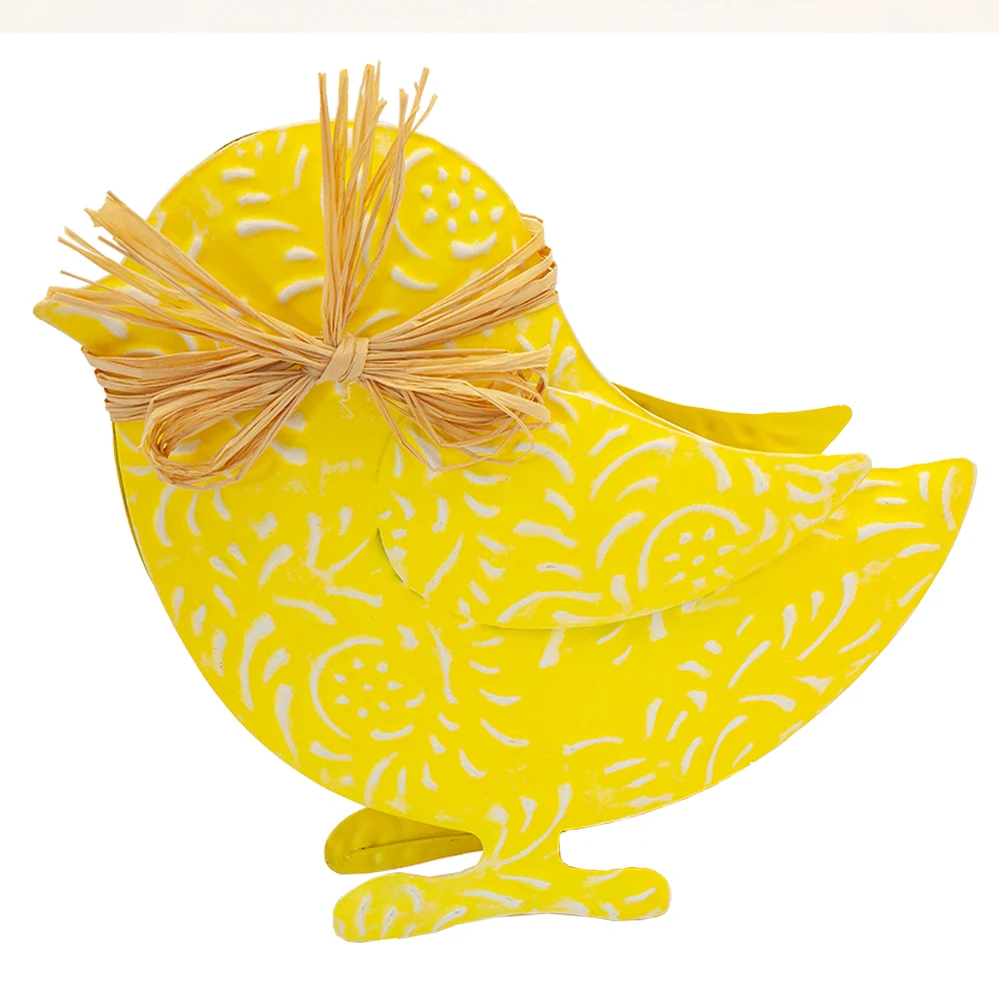 EasterShaped Farmhouse Spring Tabletop  Easter Chick Table with Rope Chick Table Metal Signs