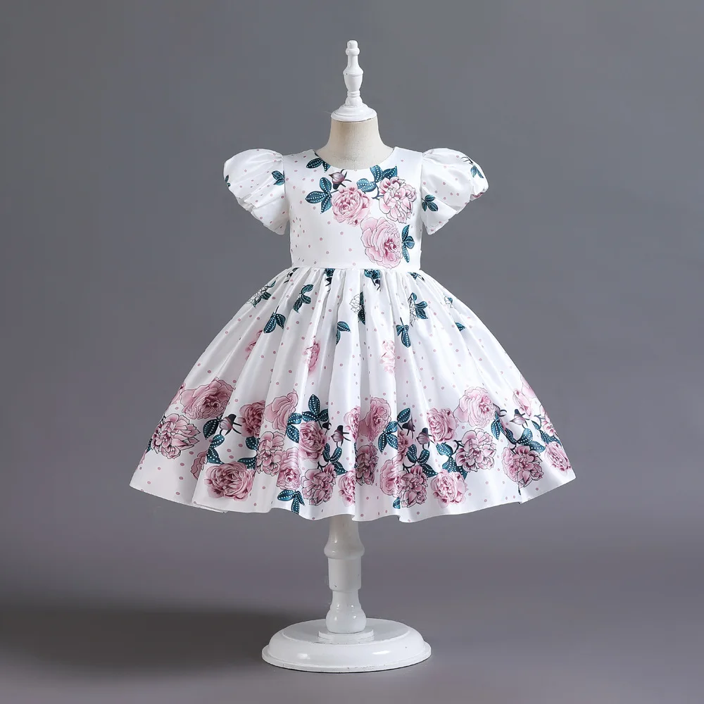 Flowers Girl Dresses Summer Big Bow Fashion Christmas Princess Dress Birthday Party Gift Years Kids Clothes 2