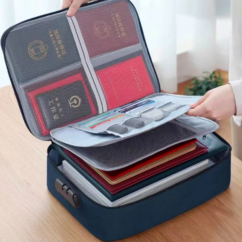 Custom Thickened Fabric Storage Bag Document Multi-layer Travel  Divided Organizer for Files Tickets Certificates Home Office