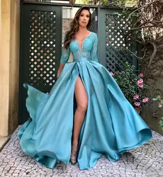 Latest design plus size lace sequin V-neck elegant sexy maxi length celebrity party evening dresses