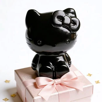 【新品未開封】リングHello Kittyフーディ　SU0117　ブラック Wholesale Black Obsidian Hello Kitty Crystal Figure - Cute Home