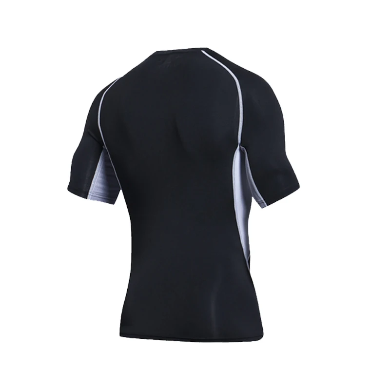 Custom Logo Polyester Short Sleeve Slim Fit Fitness Sports Training Wear Men Fitted Fitness Muscle Gym Shirts