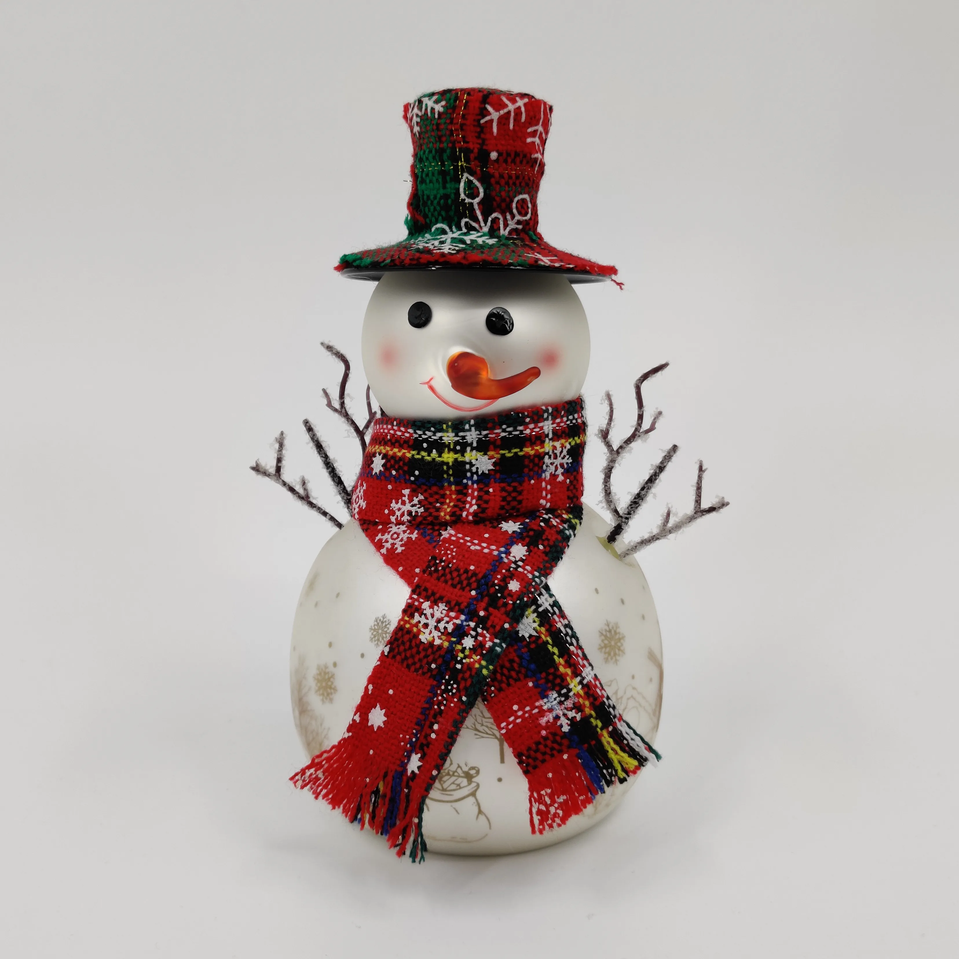 Lighted Frosted Glass Snowman with Knit Scarf Christmas Decoration Holiday Colored LED Lights