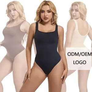 Tight Waist Beauty Back Waist Shaping Square Collar Vest Jumpsuit Women's Thong Underwear Plus Size Shapers