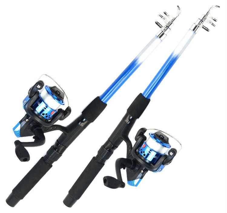 12pcs 1.8m Best Travel Portable Light Soft Fiberglass Spinning Telescopic Fishing Rod Set With Spinning Reel