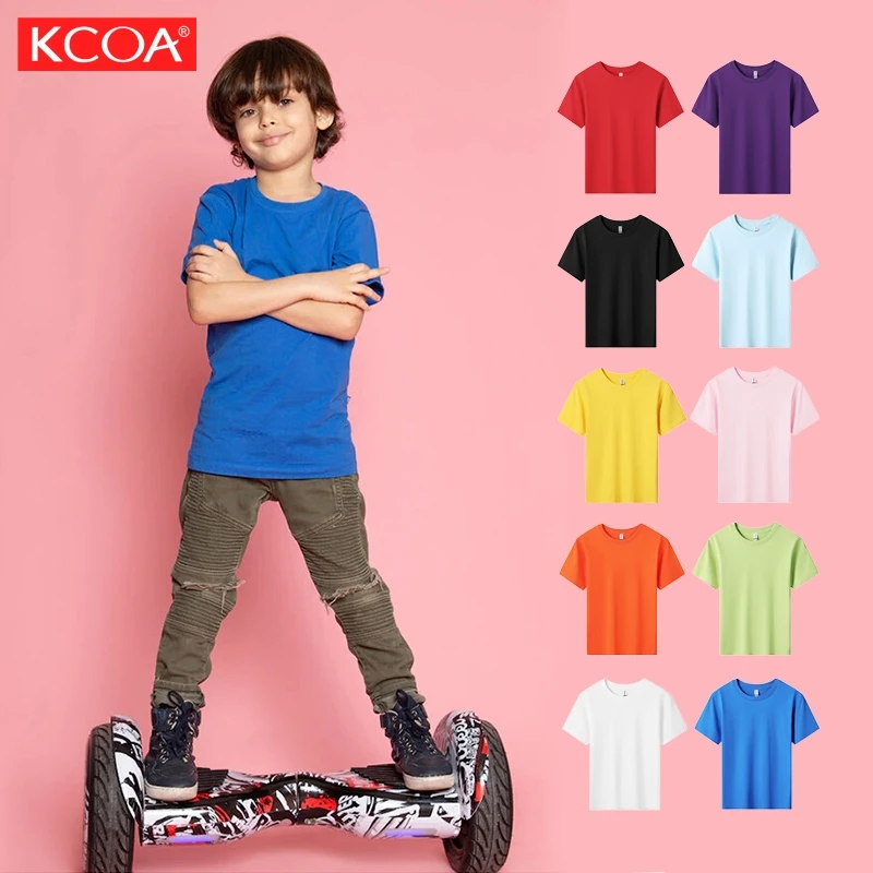 Custom Logo Printed Embroidery Kids T-Shirt 100% Cotton Plain Girls Boys T-Shirts