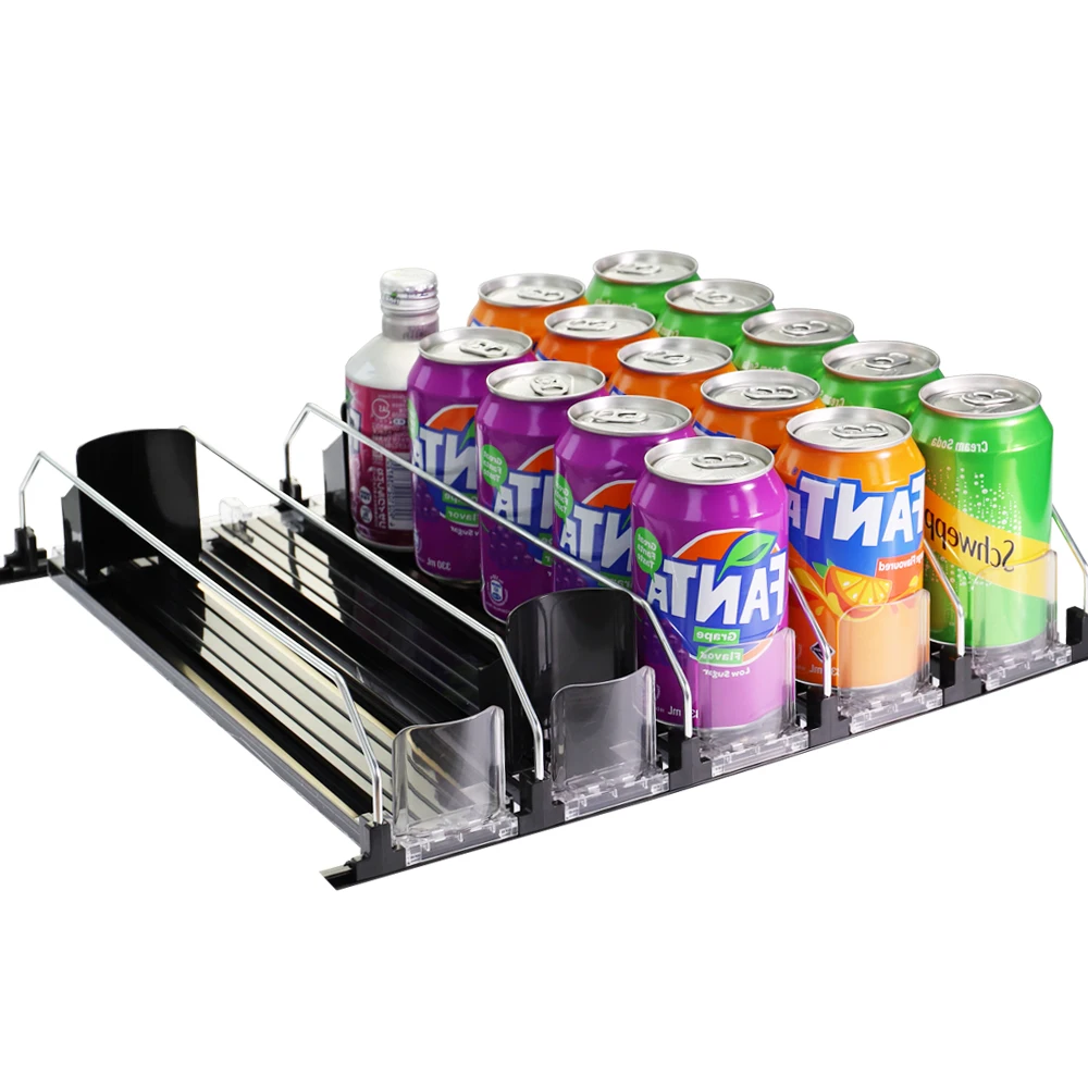 Upgrade Double Spring Loaded Soda Shelf Pusher Glide Automatic Smart Dispenser Beverag Bottle Display Drink Organizer for Fridge