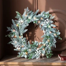 Eco-friendly Christmas snowflake green wreath decorative wreath front door decor for indoor outdoor decor