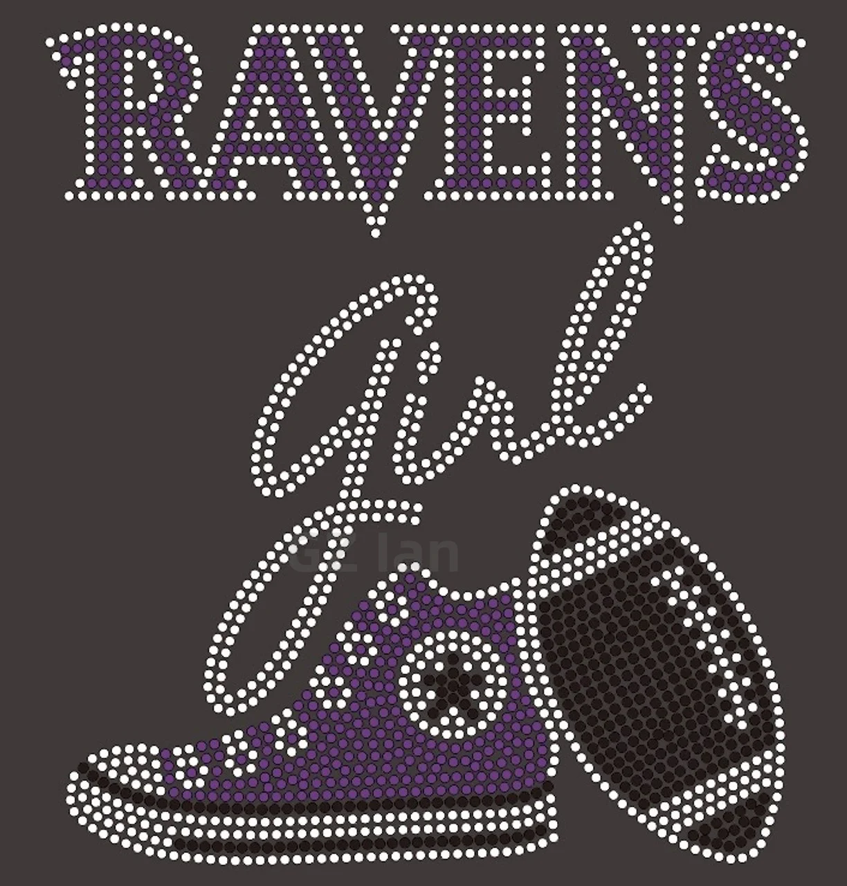 Baltimore Ravens Custom Rhinestone Transfers Hotfix Sport Team Football Motif Crystal Rhinestone Iron on Transfer