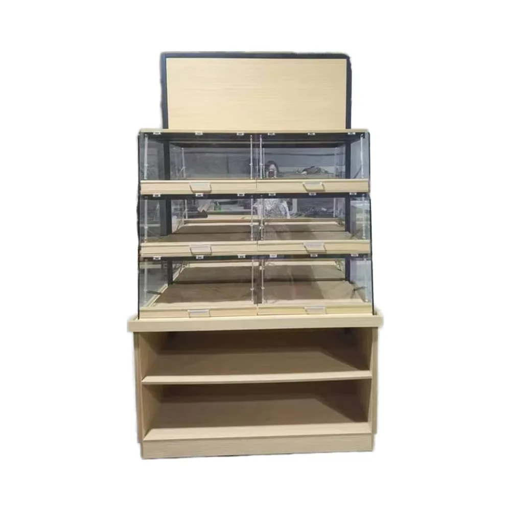 Light Duty Bread Display Shelf Retail Shop Supermarket Shelving Made of MDF Wood and Metal for Bakery Use