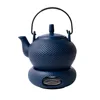 Navy Blue - Ceramic Teapot with Filter and Warmer Base