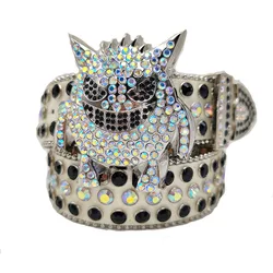 Skull Diamond Crystal Belt - Western Cowgirl Rhinestone display picture 1