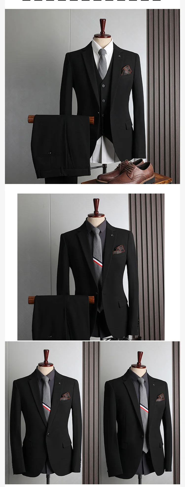 Wholesale Formal Men's Business Suit Elegant Highend Slim Fit 3 Piece Suit Coat Pant Men Suit