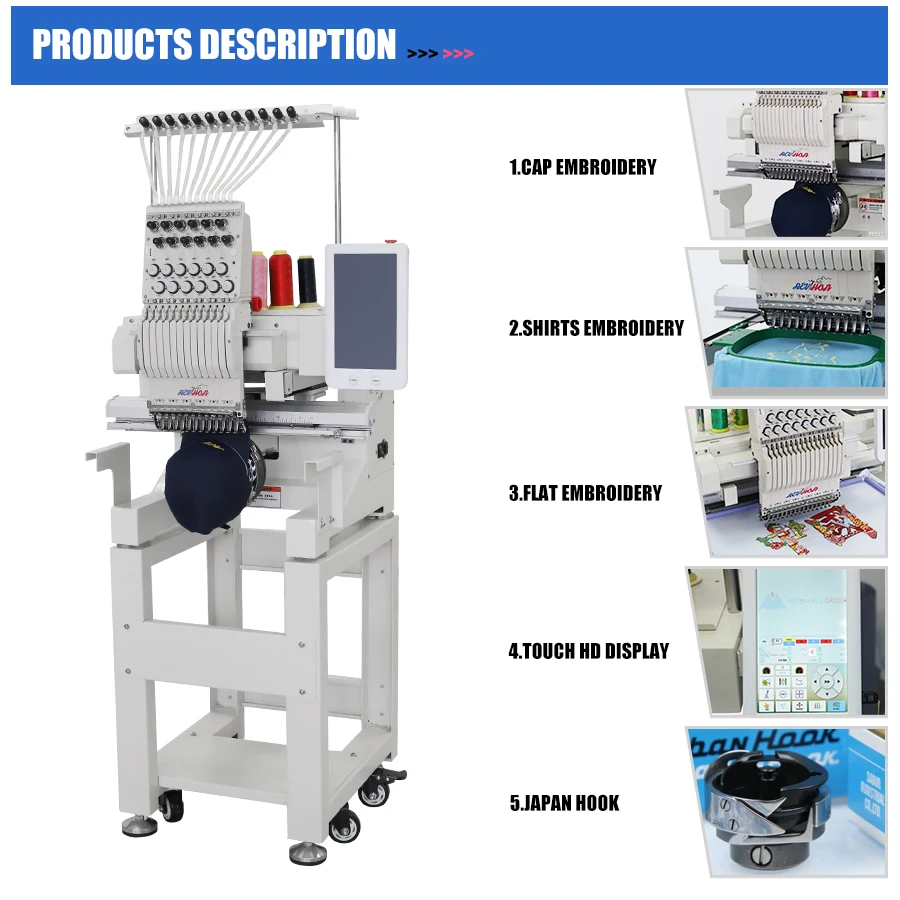 Computer Single Head Industrial Computerized Cap Embroidery Machine Price