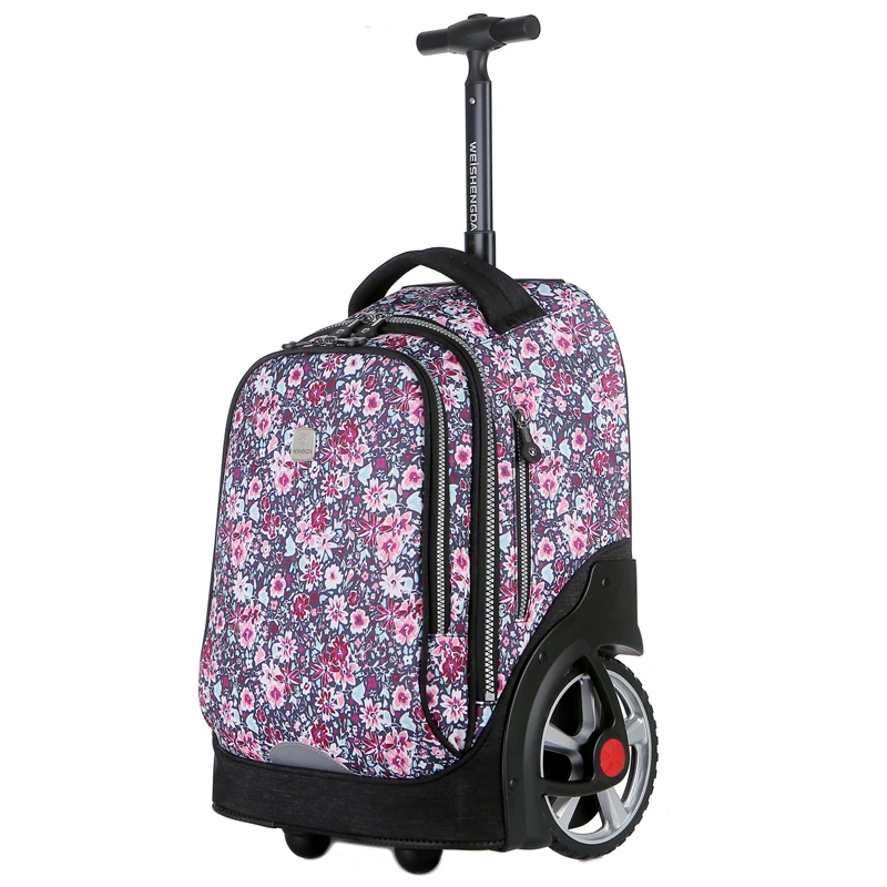Custom Oem Big Wheels Travel School Trolley Wheeled Luggage Carry On Backpack Case Bag With Usb