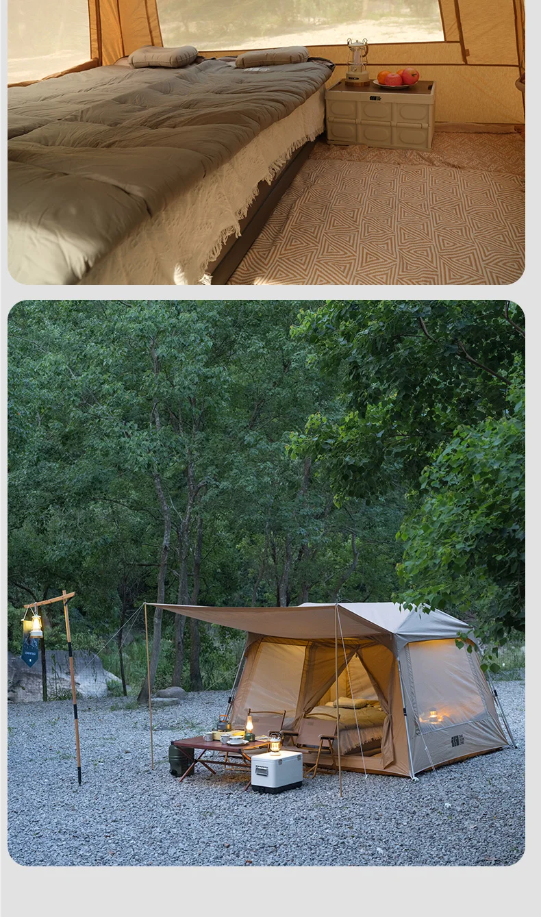 Aluminum Pole Two Bedroom Luxury Portable Automatic Tent Family 56