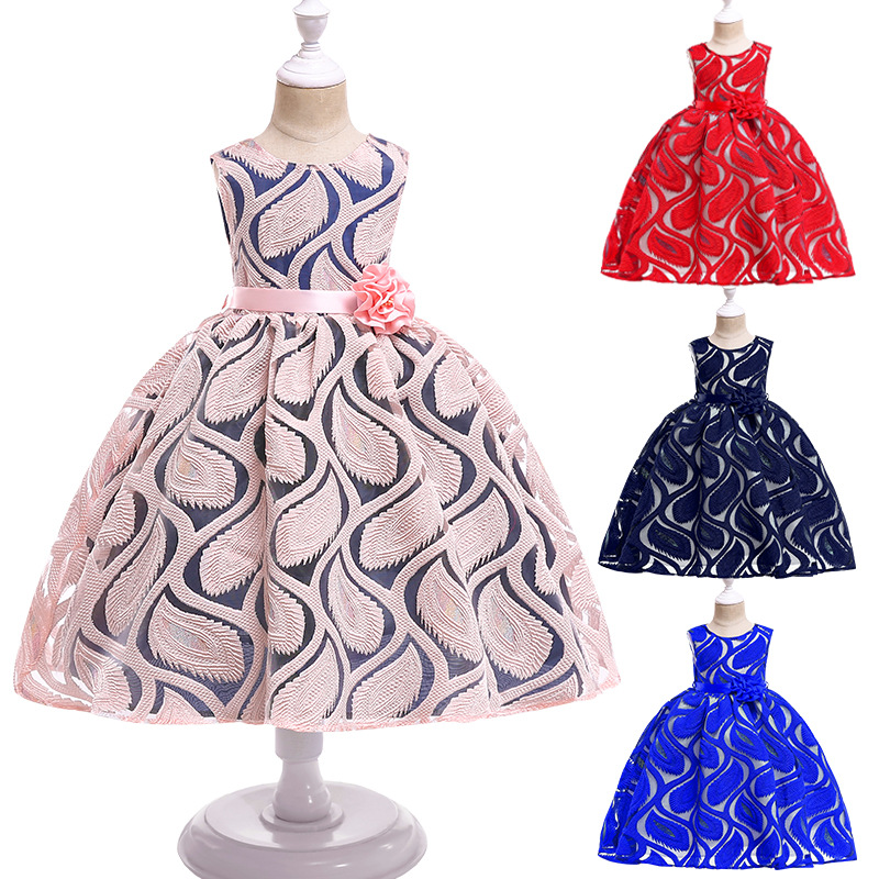 
 2021 summer red sleeveless kids frock designs girl clothing wholesale party dress  