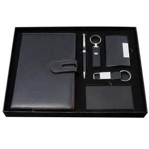 A2807 Custom Stationery  A5 Leather Notepad Set with Keychain Practical Business  for Meetings Journal Notebook Set