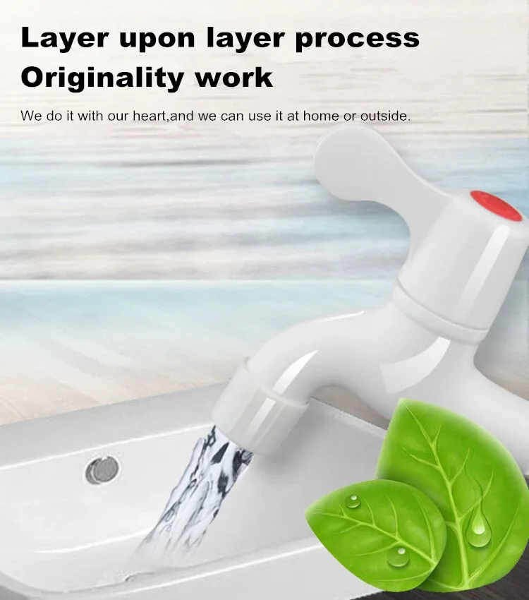 LESSO Easy Installation Durable Sink Basin Tap White Pvc Quick Connect Washing Machine Bathroom Plastic Water Faucet