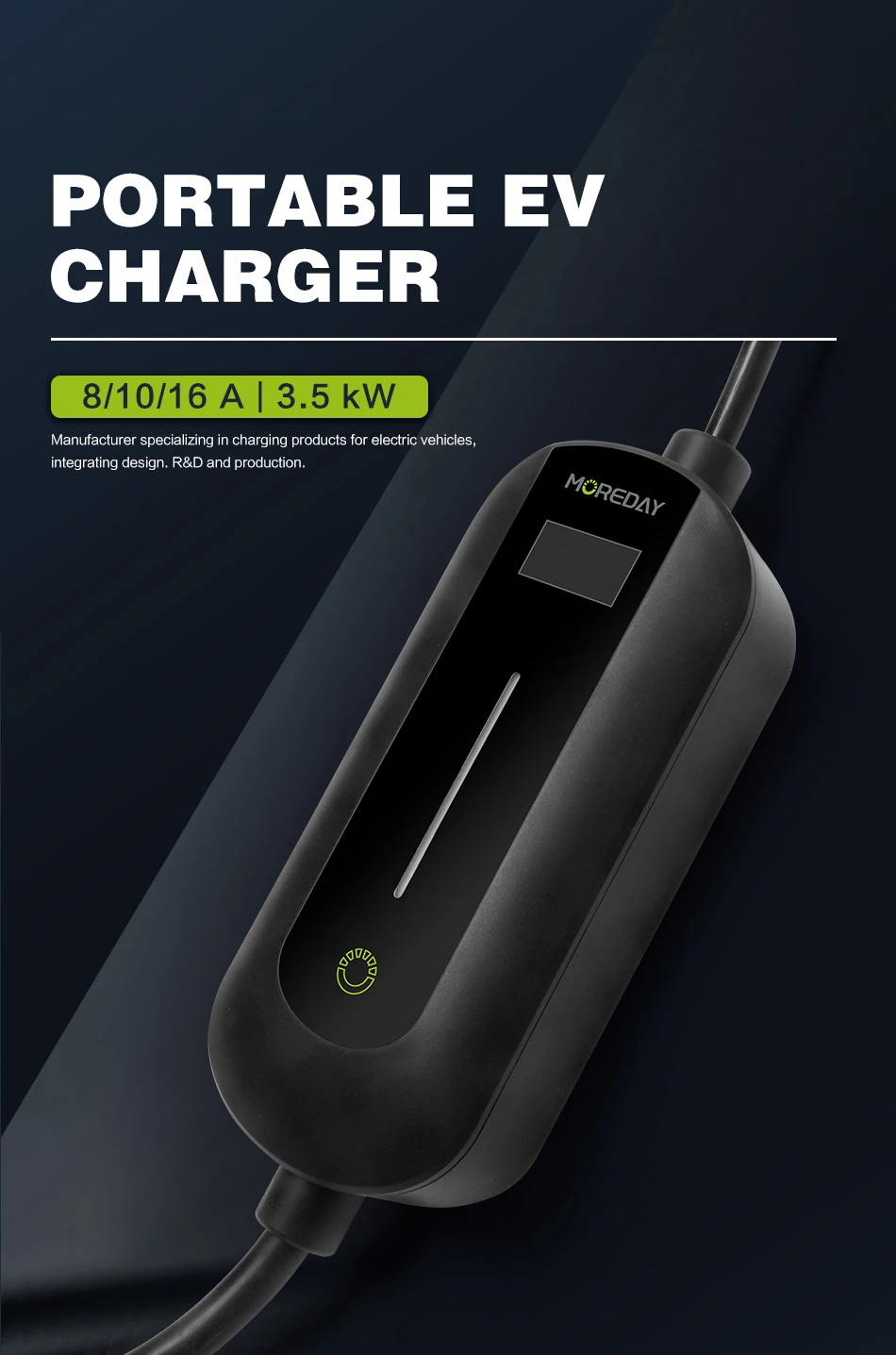 Fct Type 2 Evse Home Ev Portable Car Charger 3.5kw Type2 Plug Ac Home