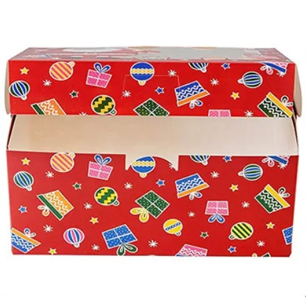 Christmas Cookie Boxes Doughnut Gift Boxes Bakery Box With Clear Window,Santa Snowman Holiday Designs With Ribbons