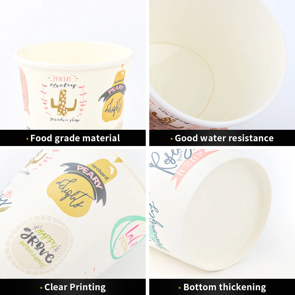 Kraft Soup Bowl Disposable Paper Hot Food Container Round Takeaway Soup Cup Eco Friendly Custom Printed Packaging