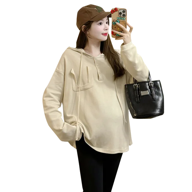 2024 Spring Maternity Collection New Plus-Size Hoodie Blouse