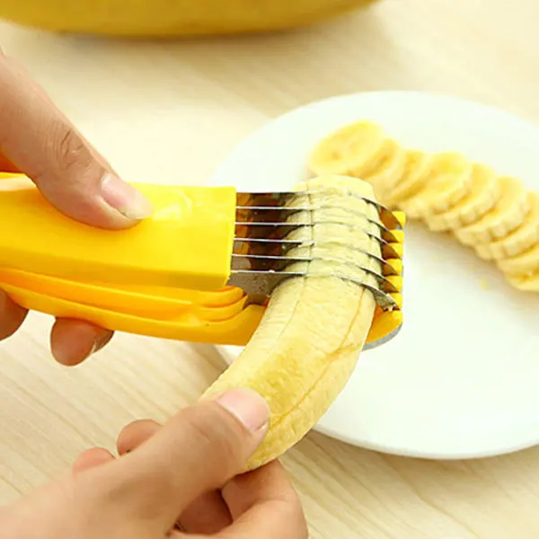 Banana Slicer, Practical Kitchen Tool, Plastic Salad Fruit Peeler Cutter Chopper