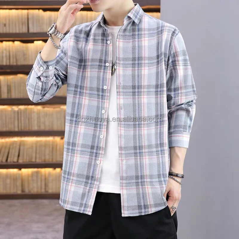 Camicia di flanella scozzese da uomo casual a maniche lunghe in cotone 100% confortevole all'ingrosso di fabbrica personalizzata98_voghion.com