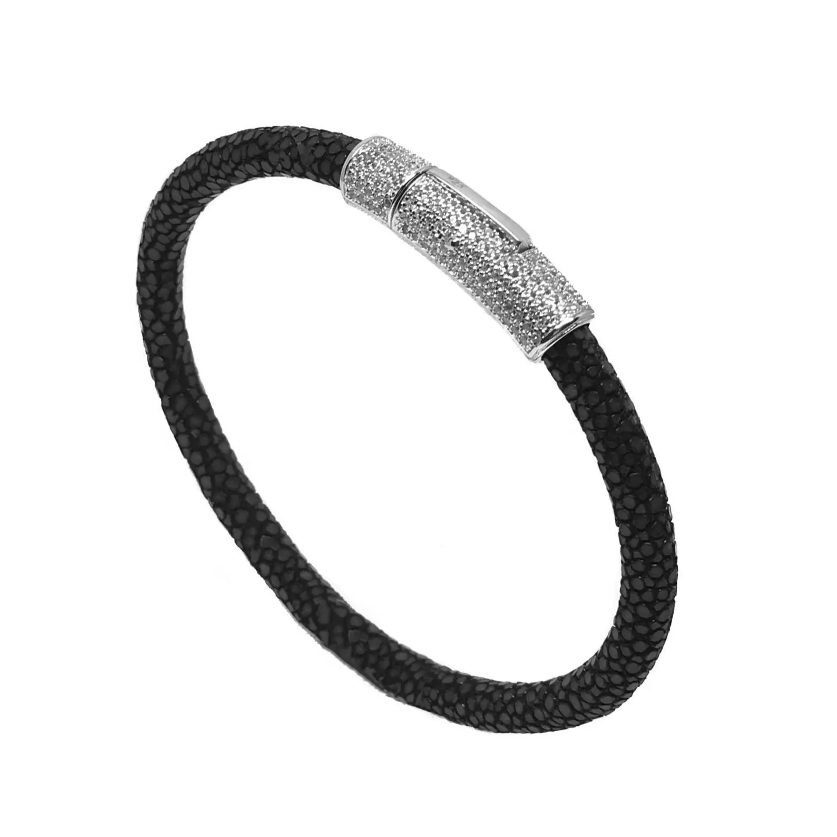 Stainless Steel Charm with Real Stingray Leather | Men's Bracelets