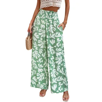 European and American women's clothing 2024 spring and summer temperament elegant printed loose pants