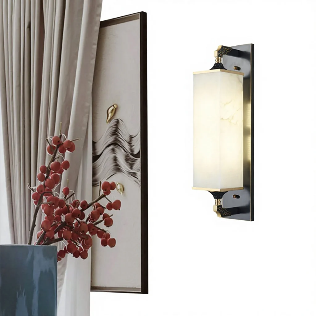 New Chinese Style All-Copper Wall Lamp-Simple Modern Design for Living Room TV Background Hotel & Corridor Use Universal Voltage