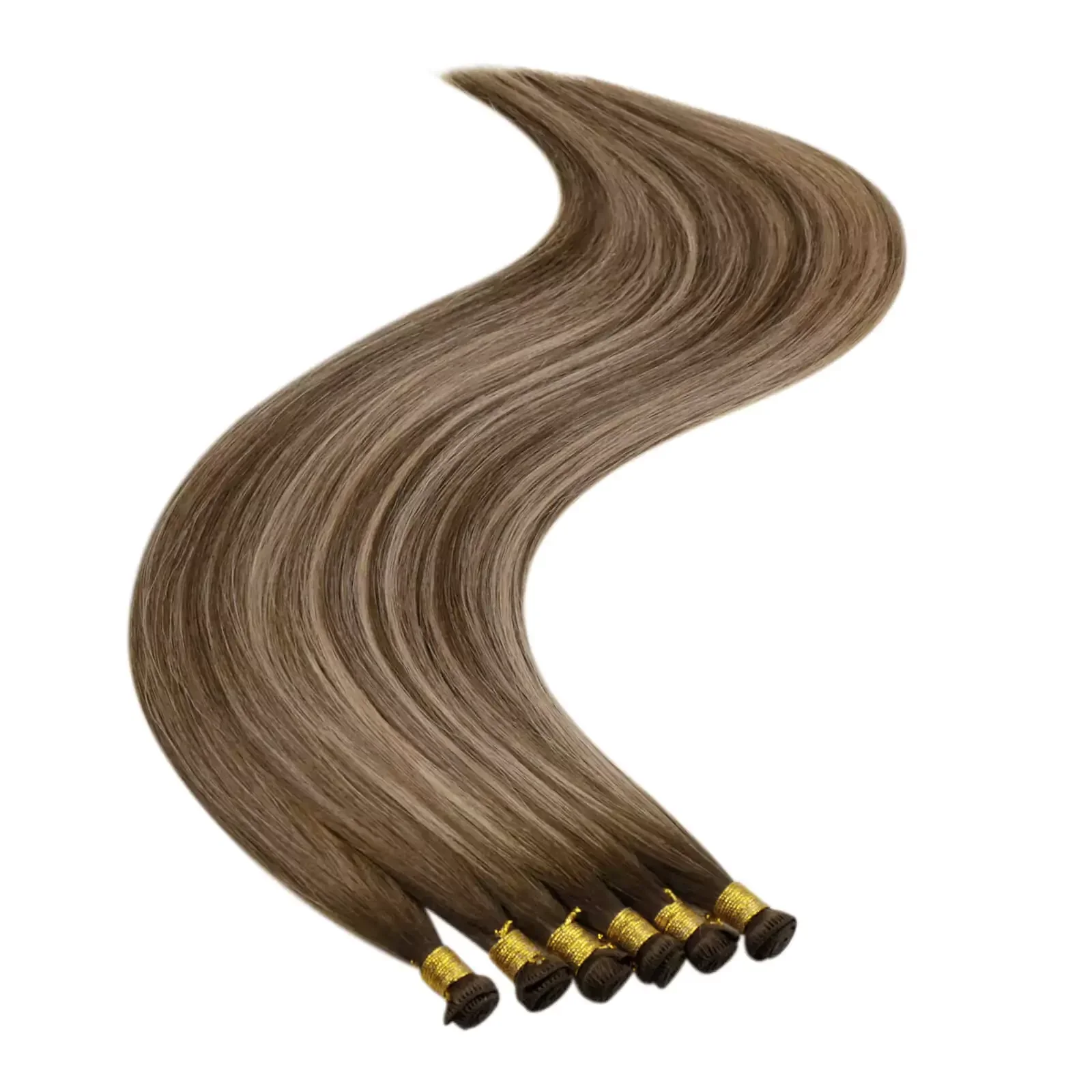 LaaVoo Invisible Hand Tied Hair Extensions 12 Months 100% Human Hair Seamless Sew in Hair_voghion.com