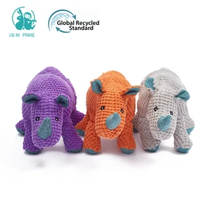 Wholesale Manufacturer Indestructible Plush Squeaky Chew Rhino Set Pet Dog Toys