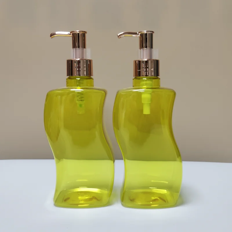 Custom Color Printed Plastic Empty Bottles 500ml Unique Shape Cosmetic Shampoo Bottle Packaging