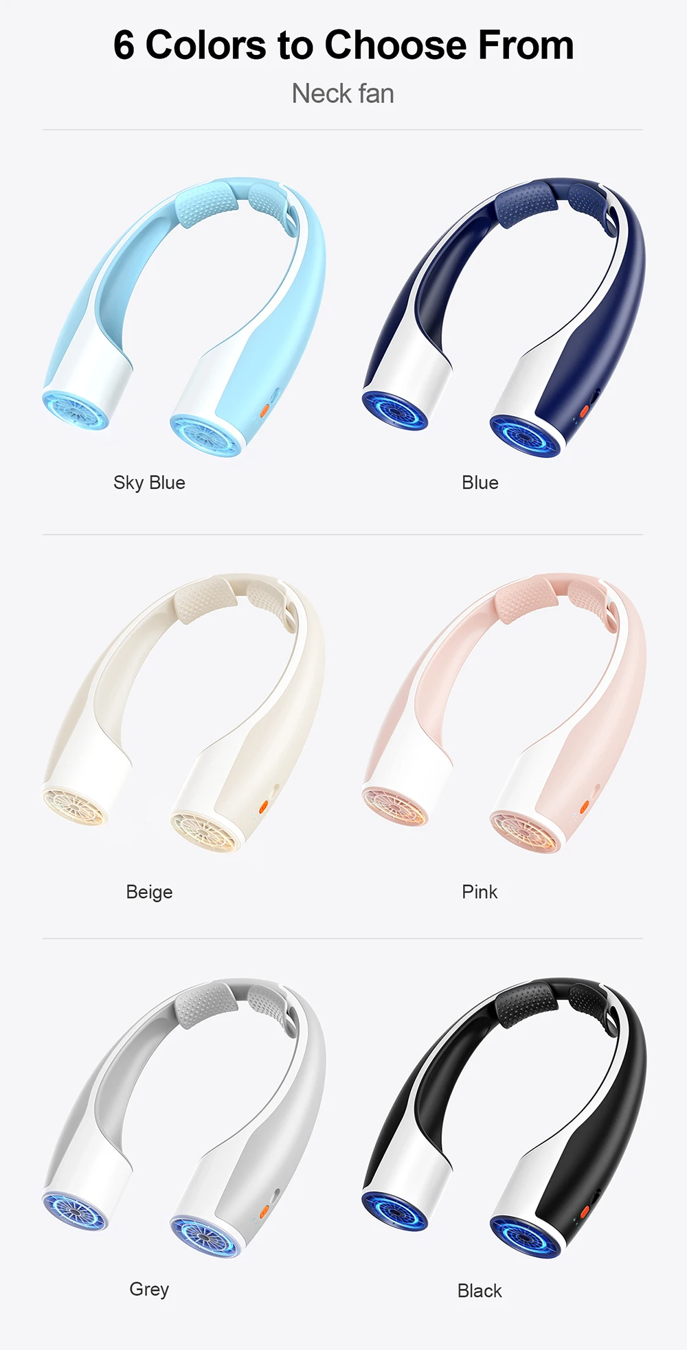 Aaoyun Neck Fan, Portable, Battery, Plastic - detail 22