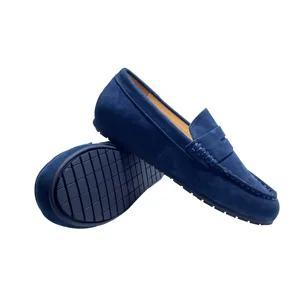 Soft Upper Material Navy Velvet Ladies Fashionable Casual Walking Loafers Shoes for Women