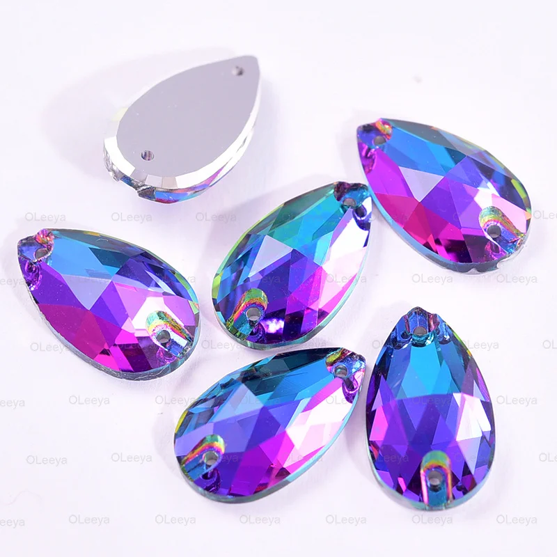 Factory Wholesale Teardrop 5A Glass Droplet Crystal AB Sew on Rhinestones for Dresses