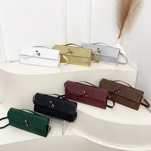 2026 Retro Luxury Woman's Crossbody Bag Zip Closure Shoulder Handbag With Woven Pu Leather And Lock Fashionable Lady's Purse