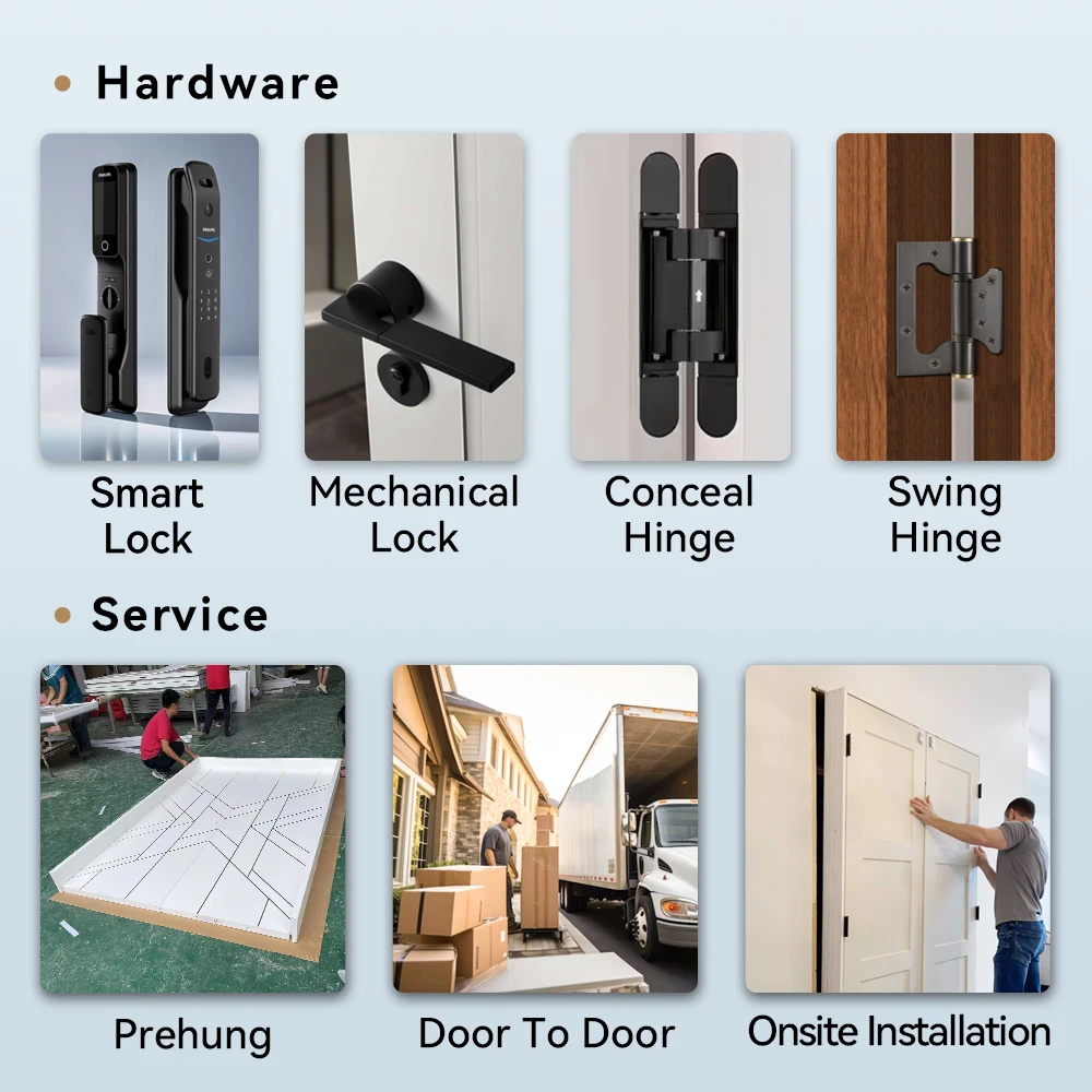American Over Size Prehung Flush Design Conceal Hidden Hinge Residential Solid Wood Modern Interior Room Door for House