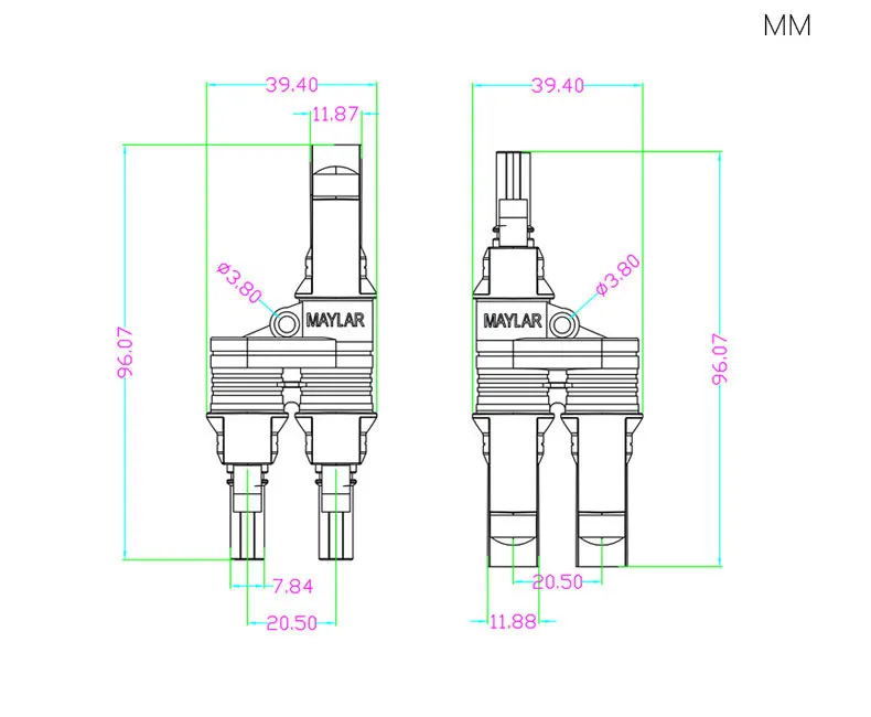 One In Four Solar Panel Connectors Male Female Parallel Branch Connectors ODM OEM 15
