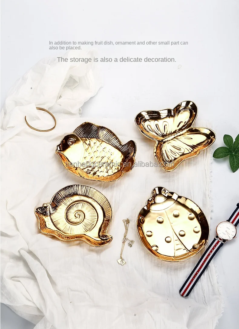 Golden Flower Design India Style Ceramic Ring Holder Jewelry Dish Trinket Tray Ceramic Jewelry Plate For Valentine.jpg